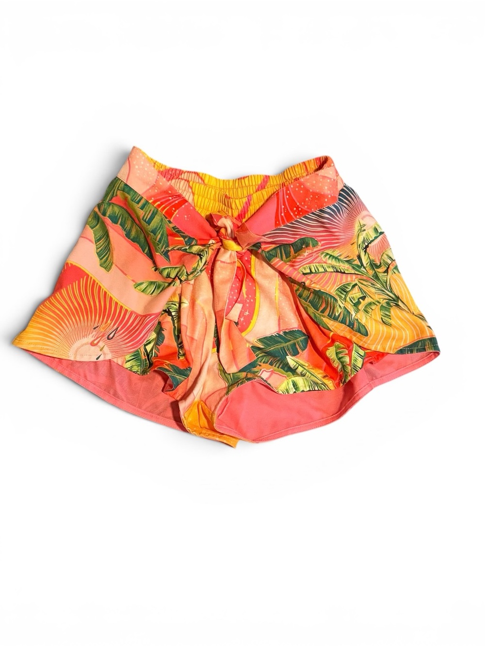 Revolve by agua bendita Tropical Print Tie-Front Shorts - Pink & Green